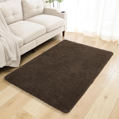 Brown Bathroom Rugs 40"x60" – Oversized Plush Non-Slip Microfiber Bath Mat, Absorbent & Washable – Ideal for Large Bathrooms or Living Rooms - color: Brown, size: 3'4" x 5' (Rectangular)