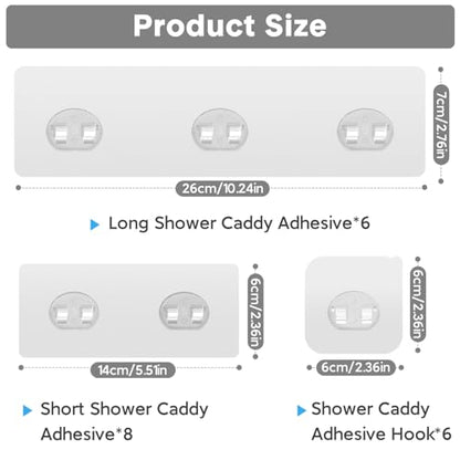 20 Pack Shower Caddy Adhesive Replacement, Transparent Strong Adhesive Hooks, No Drilling, Waterproof Wall Hooks for Shower Caddy, Bathroom Storage Shelves and Kitchen Racks | No Drilling, 20 Pack Strong Waterproof Wall Hooks for Shower Caddy, Bathroom St