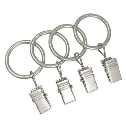 44 Pack Metal Curtain Rings with Clips, Drapery Clips with Rings, Drapes Rings 1 inch Inner Diameter, Fits Diameter 5/8 inch Curtain Rods, Matte Silver - color: Matte Silver, size: 1" I D 44 Pack