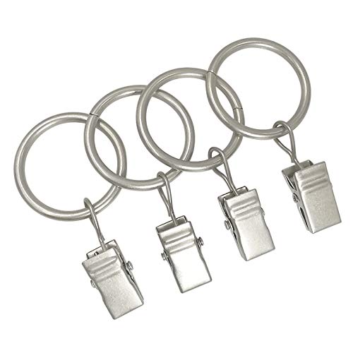 100 Pack Metal Curtain Rings with Clips, Drapery Clips with Rings, Drapes Rings 1 inch Inner Diameter, Fits Diameter 5/8 inch Curtain Rods, Matte Silver - color: Matte Silver, size: 1" I D 100 Pack