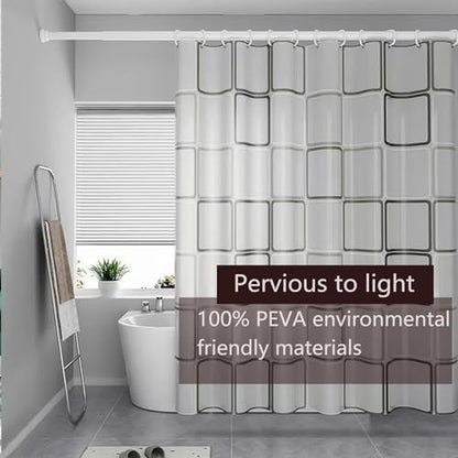 TIKABC Shower Curtain Liner, 4G PEVA Square Shower Liner, Plastic Waterproof Shower Curtains, 72x72 inch with Grommet Holes 3 Magnetic Weights - color: White-square