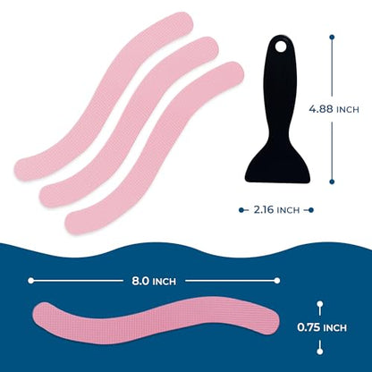 Anti-Slip Shower Stickers - Help Reduce Slipping in Bathtub & Shower, Pink Non-Slip Bath Strips, Strong Adhesive Bathtub Appliques Suitable for Homes with Kids, Adults & Seniors - 24 Pcs - Homergy - color: Rose Pink