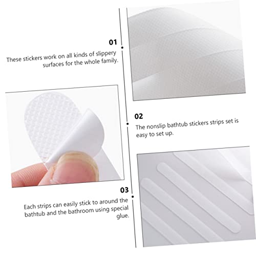 OUNONA 1set Non Slip Bathroom Skid Sticker Strips Self Adhesive Slip Stripes for Showers Bathtubs Stairs and Pools Easy Installation and Use 20pcs