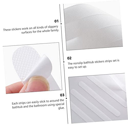 OUNONA 1set Non Slip Bathroom Skid Sticker Strips Self Adhesive Slip Stripes for Showers Bathtubs Stairs and Pools Easy Installation and Use 20pcs