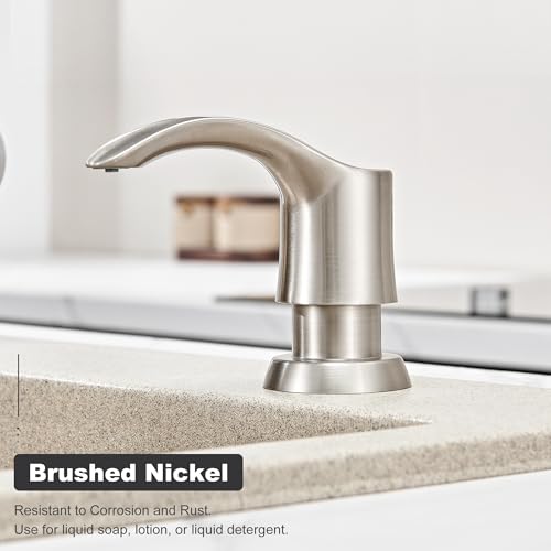 Kitchen Sink Soap Dispenser - Brushed Nickel, G080BN-G | Sink Soap Dispenser Pump with 40" Silicone Soap Dispenser Extension Tube, Say Goodbye to Frequent Refills - color: Brushed Nickel, size: with Hose