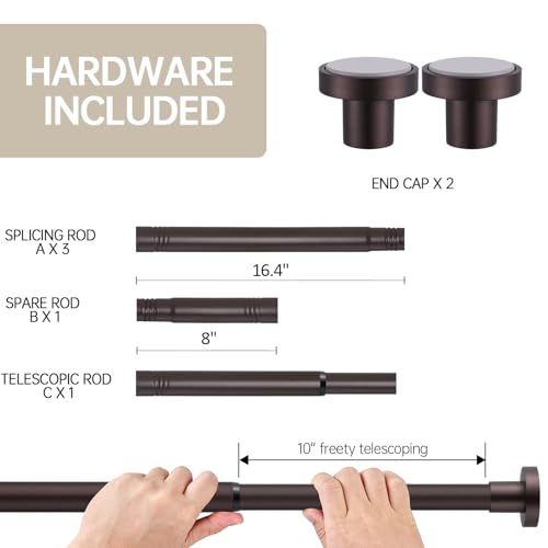 BRIOFOX Shower Curtain Rod Adjustable 18-78 Inch, Stainless Steel Spring Tension Shower Rod No Drilling Non Slip, Bronze - color: Bronze, size: 18-78 Inch