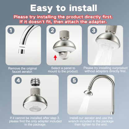 Kitchen Faucet Sprayer Attachment, Anti-Splash 3-Mode Swivel Faucet Extender with Wide Spray Area, 360° Rotating Faucet Aerator, Faucet Head Replacement for Kitchen (Brushed Nickel) - color: Brushed Nickel