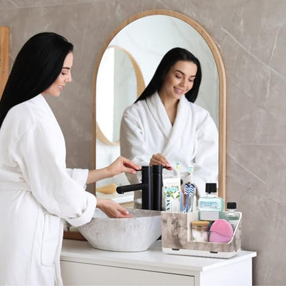 Toothbrush Holders for Bathroom Countertop Organizer (White Marble Grain) | Easy To Clean, Drainage, Non-Slip, Detachable, Kids Electric Toothbrush and Toothpaste Holder for Bathrooms - color: White Marble Grain