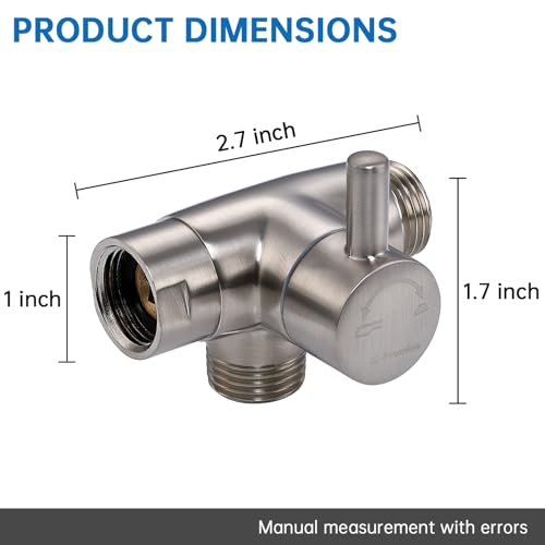 G-Promise Solid Metal 3-Way Shower Diverter Valve (Brushed Nickel) | Smooth Knob Switch, Spray Separately or Both, Anti-Leak, Easy to Install, Standard Connections, Universal Replacement Part - color: Brushed Nickel