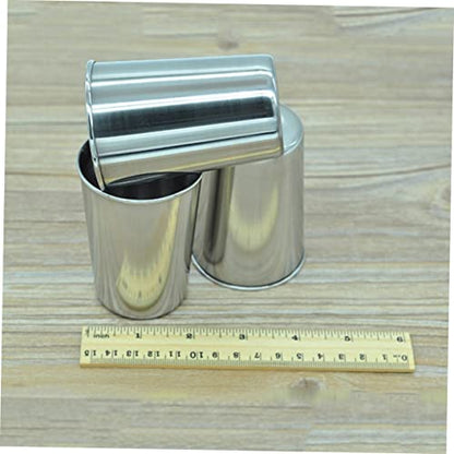 2pcs Stainless Steel Bathroom Cup Multi Use Tumblers for Toothbrushes Beverages and More Easy to Clean Silver Drinkware for Home and Travel - size: 6X6cm