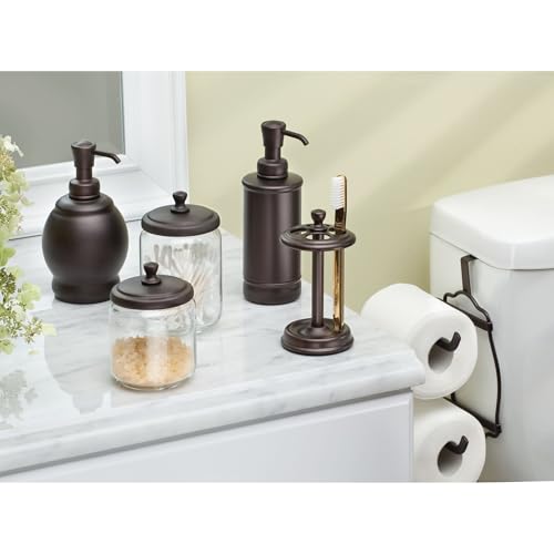 iDesign Metal Toothbrush Holder - Bathroom Cup for Bathroom Organization, The York Collection - 3.25" x 3.25" x 5.75", Bronze - color: Bronze, style: Pack of 1