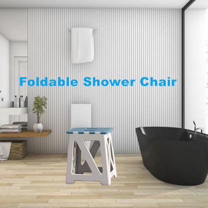 Foldable Bath Shower Safety Chair Seat Khaki, Foldable and Anti-Slip Bench Bathtub Stool for Elderly or Seniors (Foldable ShowerChair 15.7" H Khaki) - size: Foldable 15.7"H Khaki