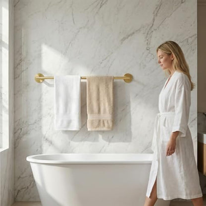 Brushed Gold 24 Inch Self Adhesive Towel Bar for Bathroom & Kitchen - color: Brushed Gold, size: 23.6 Inch