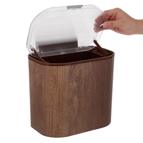 Large Capacity Wall-Mounted Trash Can with Lid, Stick on Plastic Kitchen Wastebasket for Cabinet Door, Space-Saving Bin for Bathroom and Utility Room