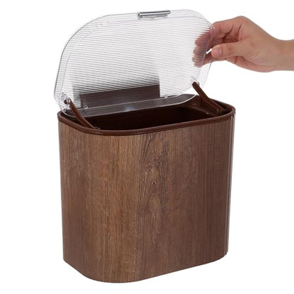 Large Capacity Wall-Mounted Trash Can with Lid, Stick on Plastic Kitchen Wastebasket for Cabinet Door, Space-Saving Bin for Bathroom and Utility Room