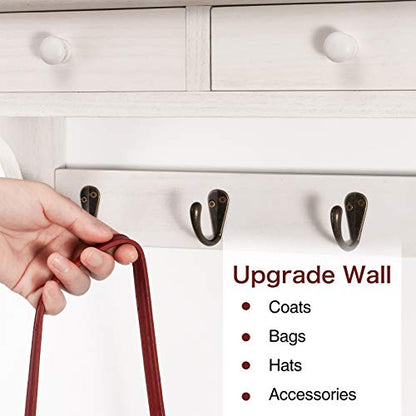 Emfogo Coat Hooks Wall Mounted, Rustic Wood Coat Rack Wall Mount Shelf with Hooks, Farmhouse Wall Coat Rack with Shelf & Coat Hook for Entryway, Mudroom, Bedroom, Kitchen, Bathroom (White) - color: White