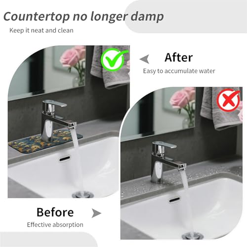 Faucet Fast Absorbent Pad - Japanese Gold Waves Navy Multi , Suitable For Kitchen, Bathroom, Island And Other Scenes - color: Japanese Gold Waves Navy Multi
