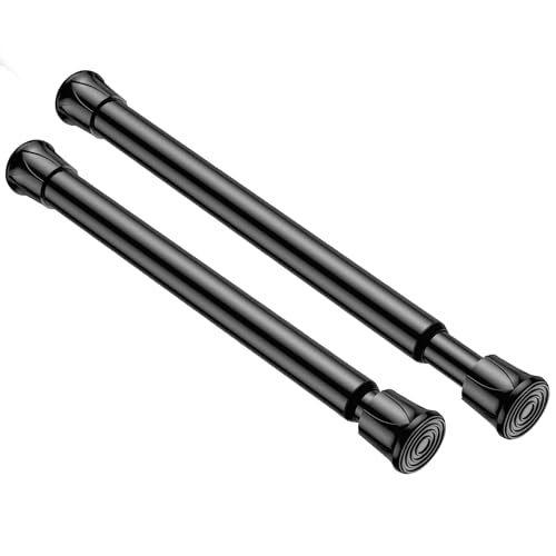2 Pack Spring Tension Curtain Rod 8 to 12.5 Inch, DIY Mini Curtain Rods No Drill for Slim Window Cupboard Closet Sidelights, Black - color: Black, size: 8" to 12.5"-2Pcs