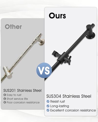 All Metal Shower Slide Bar with Adjustable Handheld Shower Head Holder, 25 Inch SUS304 Stainless Steel Shower Rail, Replacement for RV, Camper, Hotel & Bathroom, Polished Matte Black - color: MB