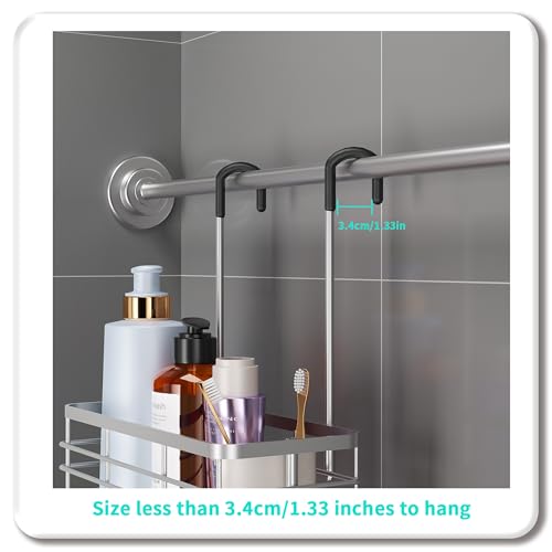 HapiRm Hanging Shower Caddy Organizer - No Drilling Shower Organizer with Hooks, Rustproof & Waterproof 304 Stainless Steel Bathroom Shelves - Silver (1 Basket) - color: Silver-1 Basket