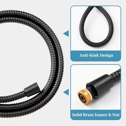 OFFO 6-Spray High Pressure Handheld Shower Head Combo with Adjustable 27 in Slide Bar and 60 in Stainless Steel Hose, Matte Black - color: Matte Black, style: 27" Slide Bar & 60" Hose