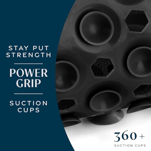 SlipX Solutions 39"x16" Power Grip Non Slip Bathtub Shower Mat, Black | Stronger Wet Surface Protection, Soft Under Foot, 265+ Suction Cups, Large Drainage Holes - color: Solid Black