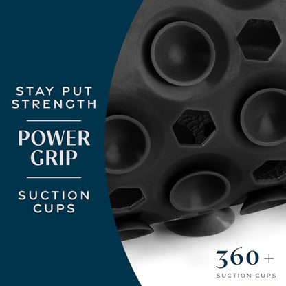 SlipX Solutions 39"x16" Power Grip Non Slip Bathtub Shower Mat, Black | Stronger Wet Surface Protection, Soft Under Foot, 265+ Suction Cups, Large Drainage Holes - color: Solid Black