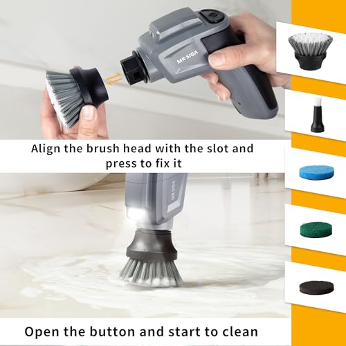 MR.SIGA Electric Spin Scrubber Flat Brush Refills, 3 Pack | Effectively remove stubborn dirt and grime from various surfaces