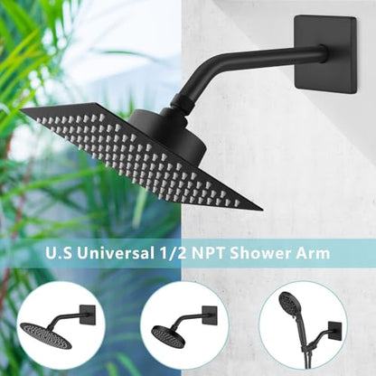 Shower Arm with 3.5" Flange, 10 Inch Wall Mount Replacement Shower Head Arm For Fixed Shower Heads and Handheld Showerhead, Matte Black - color: Matte Black, style: 10 Inch