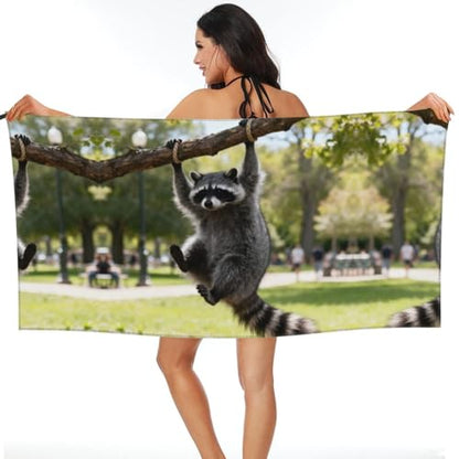 Raccoon Climbing Branches Quick Dry Bath Towels - Super Soft Bath Towels for Home, Spa, Gym, Travel - color: Raccoon Climbing Branches, size: 27.5"x55"