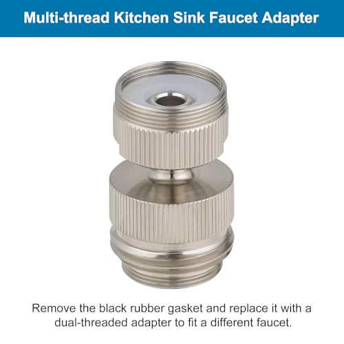 Hibbent Faucet Adapter Kit, Swivel Aerator Adapter to Connect Garden Hose - Multi-Thread Kitchen Sink Faucet to Garden Hose Adapter 3/4 Inch - Brushed Nickel - color: Brushed Nickel, style: Swivel Garden Hose Adapter