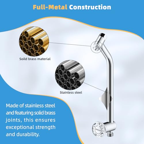 Hibbent All Metal 4 Way Shower Diverter with Showerhead Holder, Chrome | Easy Reach Diverter Valve with Pause Mode, 13.5" Stainless Steel Slide Bar, 4-Setting Replacement for Handheld & Fixed Shower - color: Chrome