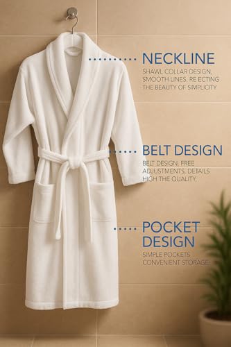 BIOLINEN 100% Cotton Terry Shawl Collar Bathrobe with Slippers