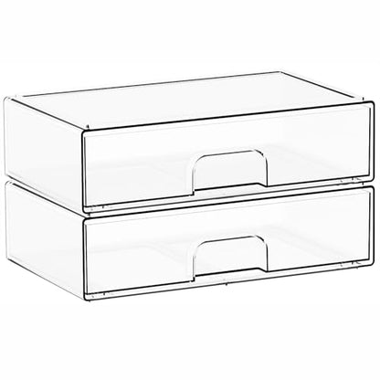 2 Pack Acrylic Drawer Organizer,12.2''W Clear Stackable Storage Drawers,Acrylic Boxes for Storage Makeup Palettes,Cosmetics,Pull Out Bathroom Storage Bins for Hair Products,Medicine Cabinet Organizer - style: 2 PACK 12.2'' Width