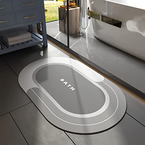 MontVoo Bath Mat - Non Slip, Quick Dry, Stain Resistant Bath Mat Rug for Bathroom Floor - Easy Care Shower Rug for Outside Bathtub - 17"x27" Grey - color: Grey, size: 17"x27"