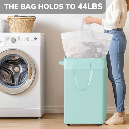 Goodpick 75L Rolling Laundry Basket with Removable Wash Bag for Living Room | Laundry Basket with Wheels, Collapsible Laundry Basket, Rolling Laundry Hamper with Handle for College Dorm,Blue - color: Blue 1-Pack