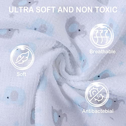 softan Baby Washcloths, 24Pack Baby Wash Cloths Extra Soft & Ultra Absorbent, Baby Towels and Washcloths Face Towels for Unisex Boys Girls Body, Washclothes Gentle on Sensitive Skin, 9x9 Blu Elephant - color: Blue Elephant