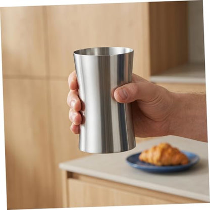 Healifty Portable Stainless Steel Mouthwash Cup with Waist Design Smooth Polished Surface Lightweight Travel Toothbrush Holder and Water Rinse Cup for Bathroom and Camping Use