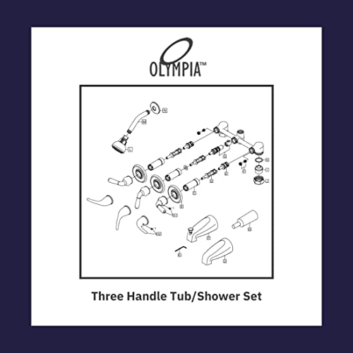 Olympia Faucets P-3230-BN Three Handle Tub/Shower Set, Tarnish Resistant Polished Chrome Finish - color: Polished Chrome