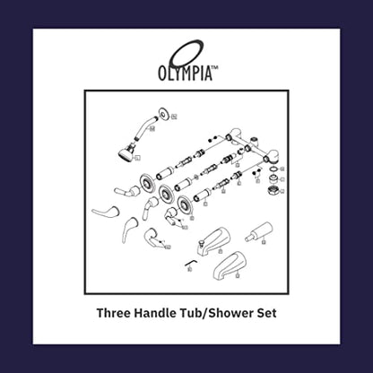 Olympia Faucets P-3230-BN Three Handle Tub/Shower Set, Tarnish Resistant Polished Chrome Finish - color: Polished Chrome