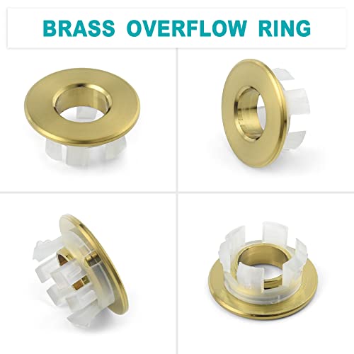 BESTILL Bathroom Sink Drain Stopper, Push Pop Up Drain with Overflow, Brushed Gold - color: Brushed Gold, style: with Overflow