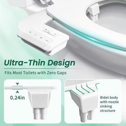 Bidet Attachment for Toilet,Self Cleaning Slim Bidets for Toilets,Non-Electric Dual Nozzle for Frontal & Rear Wash,White - color: A3-Bidet Attachment