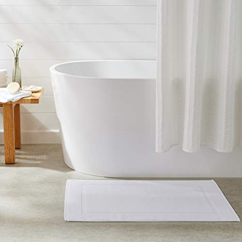 Amazon Basics Premium 100% Cotton Absorbent Soft Bath Mat, Machine Washable, 684 GSM, 20" x 30", White, Hotel Spa Bathmats, 6-Pack (Previously AmazonCommercial) - color: White, size: 20 x 30 inches (Pack of 6)