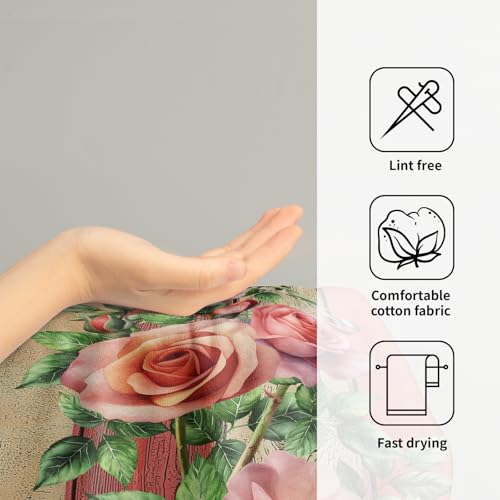 Giwawa Retro Rose Hand Towel Set Abstract Mid Century Kitchen Towel for Home - color: Retro Rose Red, size: 28.3" x 14.4"(Pack of 2)
