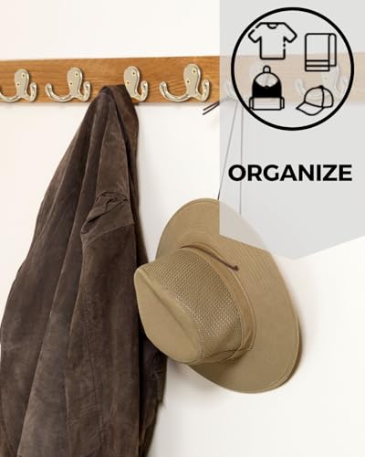 Brass Double Robe Hook 5 Pack with Screws Towel Coat Hat - color: Brass