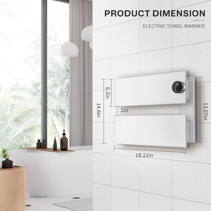 K&KALONZO Electric Towel Warmer Wall Mounted, Fast Heat in 2 Min, NTC Safety | 5 Timers & 3 Heat Levels Control, 2H Rapid Dry, Plug-In/Hardwired, Anti-Scald, Aluminum Heated Towel Rack for Bathroom, K2RW - color: White, size: 2-Bar