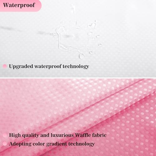 YI & ZE Pink Waffle Weave Shower Curtain with Snap-in Liner, 72W x 72L | Slub Textured Heavy Fabric, Waterproof & Washable, Equipped with 12 Metal Hooks - color: Waffle Pink, size: 72"W x 72"L (Pack of 1)
