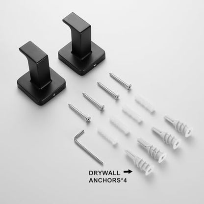 Matte Black Square Wall Hanger, Towel Hanger, Wall Mounted, Bathrobe Hook Kitchen Hooks 2 Bathroom Hooks - color: Matte Black 2