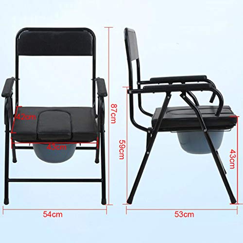 Commode Chair Folding Commode Chair - Bedside Potty Chair with Safety Frame Rails Handicap Padded Toilet Seat Bathroom Shower Chair for Elderly Disabled Pregnant Women