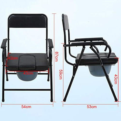 Commode Chair Folding Commode Chair - Bedside Potty Chair with Safety Frame Rails Handicap Padded Toilet Seat Bathroom Shower Chair for Elderly Disabled Pregnant Women